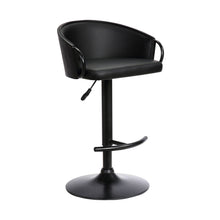 Load image into Gallery viewer, 24" Faux Leather And Iron Swivel Low Back Adjustable Height Bar Chair - Black