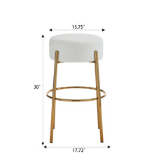 Load image into Gallery viewer, Round High Bar Stools (Set of 2), Contemporary Upholstered Dining Stools For Kitchens, Coffee Shops And Bar Stores - Gold Legs