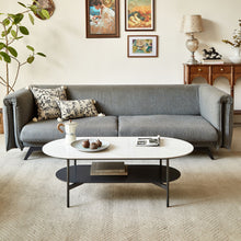 Load image into Gallery viewer, Contemporary Coffee Table Sintered Stone Surface With Ceramic Finish Double Layer Design Base Matte Shelf Modern Living Room Center Table - White / Gray