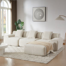 Load image into Gallery viewer, L Shaped Modular Sectional Sofa Corduroy And Movable Ottoman