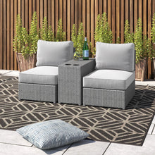 Load image into Gallery viewer, 2 Person Wicker Conversation Set With Cushions, Weather Resistant
