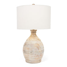 Load image into Gallery viewer, 27" Solid Wood Round Table Lamp With White Drum Shade - Blanched Almond