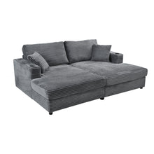 Load image into Gallery viewer, Oversized Loveseat Chaise With 2 USB Ports, 2 Cup Holders And 2 Throw Pillows