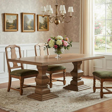Load image into Gallery viewer, 75" Solid Wood Double Pedestal Base Dining Table - Brown