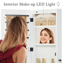 Load image into Gallery viewer, Jewelry Armoire Organizer With Full Length Mirror, Wall Mounted Lockable Cabinet With LED Light