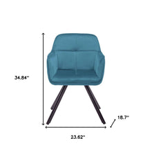 Load image into Gallery viewer, Tufted And Velvet And Metal Dining Arm Chair - Blue