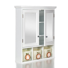 Load image into Gallery viewer, Bathroom Storage Cabinet, Medicine Cabinets For Bathroom With Mirror, 2 Doors 2 Adjustable Shelf & 3 Christmas Style Storage Basket - White