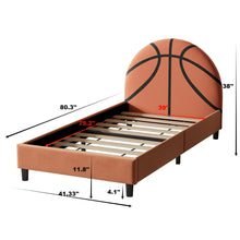 Load image into Gallery viewer, Basketball Design Upholstered Twin Platform Bed Sport Style Bed For Boys & Girls, Teens - Orange