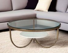 Load image into Gallery viewer, Round Coffee Table - Gold And Brown