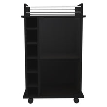 Load image into Gallery viewer, Rolling Dining Room Bar Cart With Wine Storage - Black