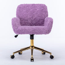 Load image into Gallery viewer, Office Chair, Artificial Rabbit Hair Home Office Chair With Metal Base, Adjustable Desk Chair Swivel Office Chair, Vanity Chair