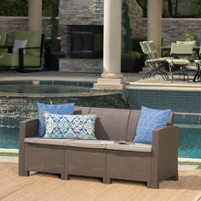 Load image into Gallery viewer, Outdoor 3 Seater Rattan Sofa With Water Resistant Cushions