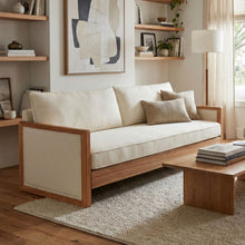 Load image into Gallery viewer, Modern 3 Seater Sofa With Wood Armrests