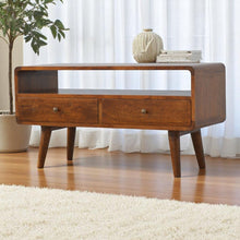 Load image into Gallery viewer, Solid Wood Curved Media Unit