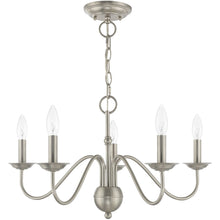 Load image into Gallery viewer, 13" Five Light Dimmable Chandelier With Shades - Nickel / Pearl Silver