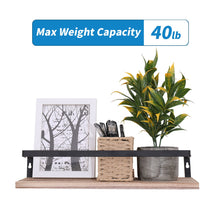 Load image into Gallery viewer, Floating Shelves, Long Wall Shelves (Set of 2) Wall Mounted Shelves With Brackets For Bedroom - Natural Wood