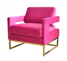 Load image into Gallery viewer, Stylish Velvet And Steel Chair - Pink And Gold