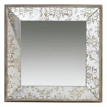 Load image into Gallery viewer, 15" Square Framed Antiqued Damask Accent Mirror - Brown