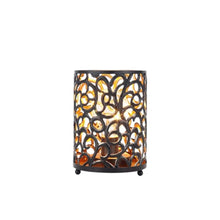 Load image into Gallery viewer, 7" Battery Operated Lamps With Pierced Cylinder Shades (Set of 2) - Black