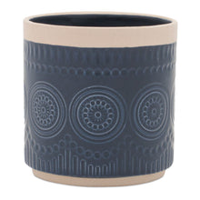 Load image into Gallery viewer, Geometric Round Pot Planters (Set of 2) - Beige / Blue