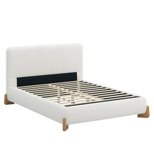 Load image into Gallery viewer, Elegant Boucle Upholstered Bed With Solid Wood Feet