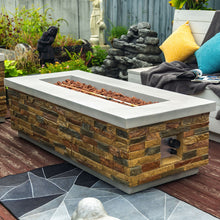 Load image into Gallery viewer, Propane Gas Fire Pit Table, 60000 Btu Rectangular For Outside Patio - Sandstone