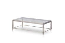 Load image into Gallery viewer, 55" Glass And Steel Coffee Table - Clear And Silver