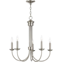 Load image into Gallery viewer, 24" Five-Light Dimmable Chandelier With Shades - Nickel