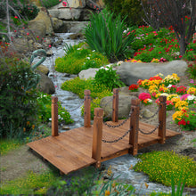Load image into Gallery viewer, Wooden Arc Footbridge With Chain Railings For Backyard Creek Stained 5 Ft - Brown