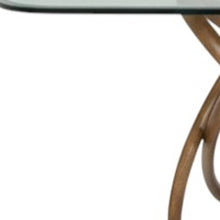 Load image into Gallery viewer, 94" Glass And Solid Wood Pedestal Base Dining Table - Natural