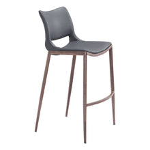 Load image into Gallery viewer, 29" Faux Leather And Steel Low Back Counter Height Bar Chairs (Set of 2) - Dark Gray / Walnut