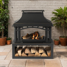 Load image into Gallery viewer, Fireplace, 50000 Btu Fire Pit, Wood Burning Chimney For Outside - Black