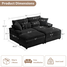 Load image into Gallery viewer, Double Chaise Lounge Set With Reversible Storage Ottomans, USB Port