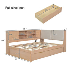 Load image into Gallery viewer, L-Shaped Daybed Corner Bed Under Bed Drawers With Storage Bookcase And Upholstered Headboard And USB Charging Ports