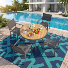 Load image into Gallery viewer, Outdoor Round Patio Table With Slatted Top - Gray
