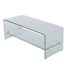 Load image into Gallery viewer, Modern Tempered Glass TV Stand With Shelf And Open Back Design - Clear
