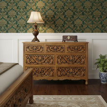 Load image into Gallery viewer, Carved Floral Solid Wood Seven Drawer Dresser - Brown