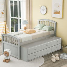 Load image into Gallery viewer, Platform Storage Bed Solid Wood Bed With 6 Drawers