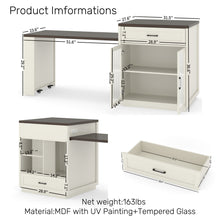 Load image into Gallery viewer, Extendable Kitchen Island With Slide Out Table And Storage Racks For 2 - 6 Person, Power Outlet, Bar, Prep Station - Creamy White / Walnut