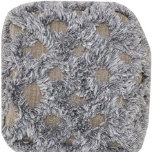 Load image into Gallery viewer, Wool Cotton Blend Cube Geometric Pouf Ottoman - Natural And Gray
