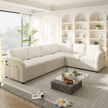 Load image into Gallery viewer, L-Shaped Couch With Pull-Out Bed, Convertible Sleeper Sofa With Side Pocket & USB Port