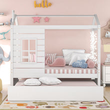 Load image into Gallery viewer, Twin Size Classic House Bed With Twin Size Trundle - White