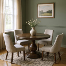 Load image into Gallery viewer, 60" Solid Wood Pedestal Base Round Top Dining Table - Brown