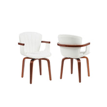 Load image into Gallery viewer, Mid Century Modern Bentwood Swivel Dining Chairs (Set of 2) - White / Walnut