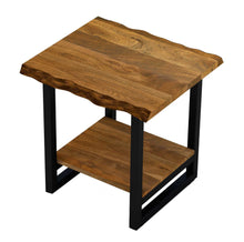 Load image into Gallery viewer, Solid Wood And Iron Square End Table With Shelf - Black And Brown