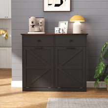 Load image into Gallery viewer, Double Tilt Out Trash Cabinet With Hideaway Drawer And Barn Door Style