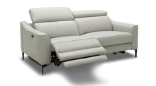 Load image into Gallery viewer, Top Grain Leather Power Reclining Love Seat - Gray / Black
