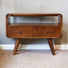 Load image into Gallery viewer, Solid Wood Curved Media Unit