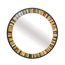 Load image into Gallery viewer, 32" Round Framed Accent Mirror - Black / Brown / Faux Stone
