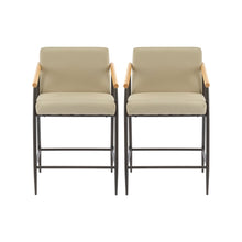 Load image into Gallery viewer, Counter Stool Set With Espresso Metal Frame - Khaki